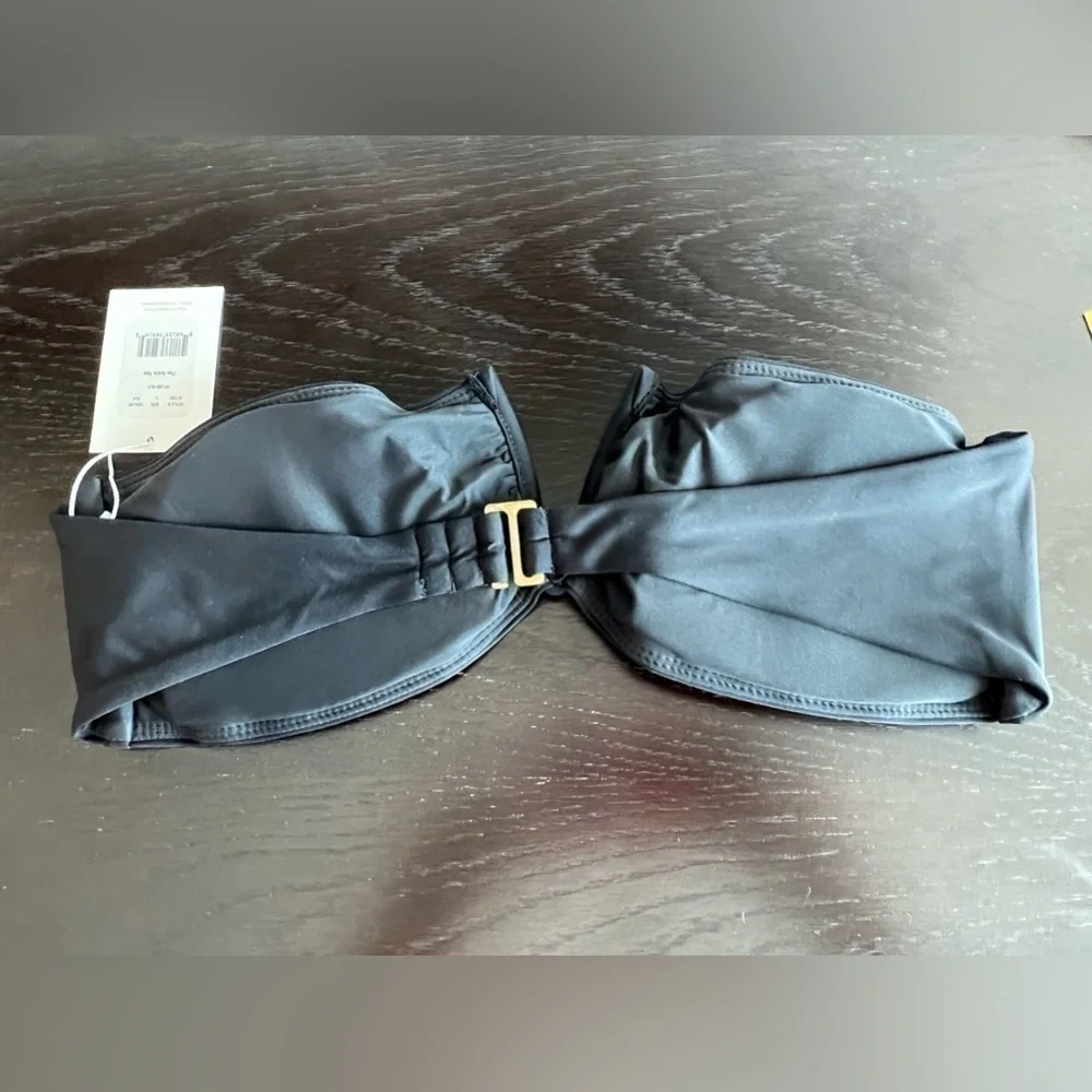 Andie Swim Black Bandeau Padded Scala bikini top NWT